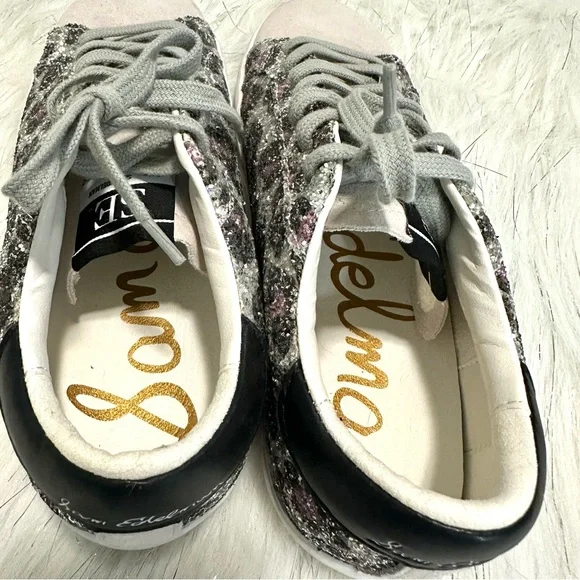 SAM EDELMAN | Aubrie Girl's Glitter Leopard Sneakers Big kids size 4 - Picture 7 of 8